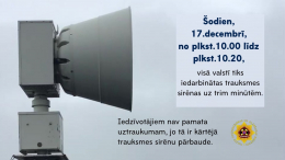 Šodien notiks trauksmes sirēnu pārbaude